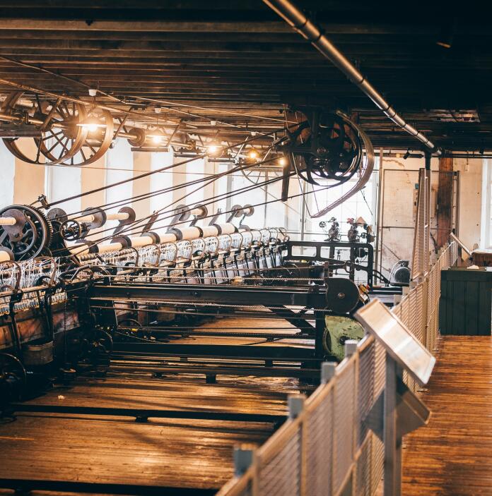 Weaving machines in a museum.
