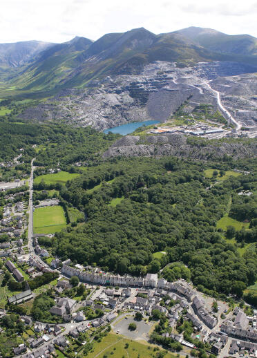 The village of Bethesda overlooked by Penrhyn Slate Quarry.