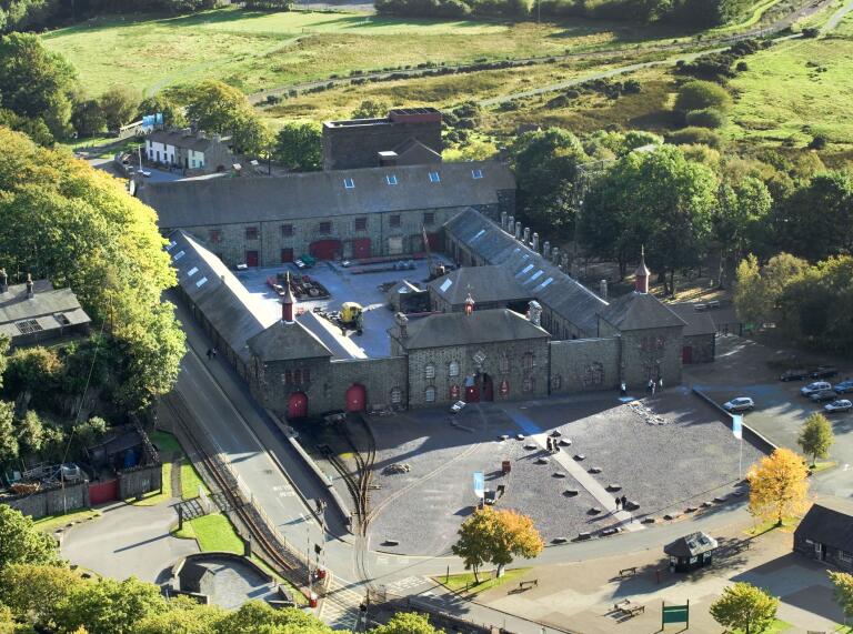 An aerial view of a slate museum.