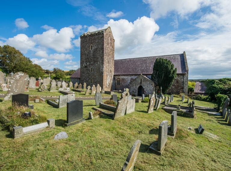 A church and graveyard,